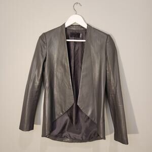 Blaque Label Grey Sculpted Blazer Faux Leather and Knit - Size S